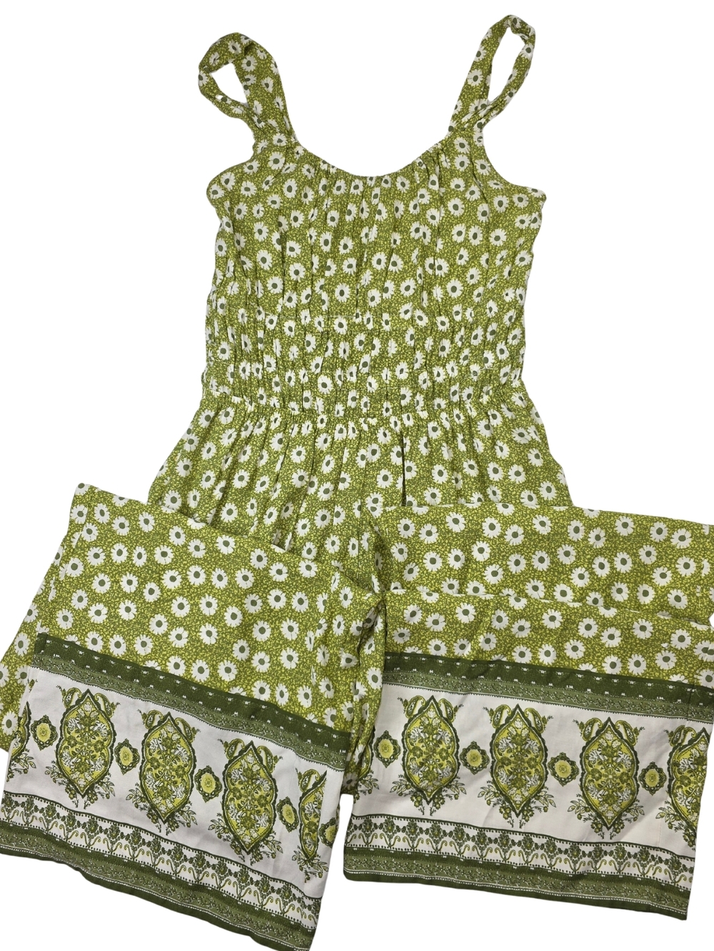 Maurices S Green Floral Smocked Wide Leg Jumpsuit 3585-AN